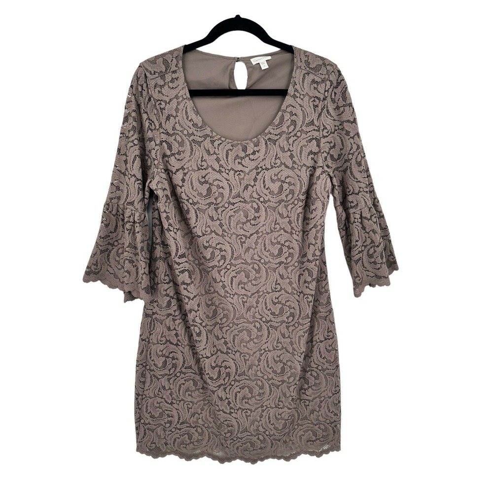 Garnet Hill Floral Lace Bell Sleeve Shift Dress Womens Size 12 Romantic Timeless